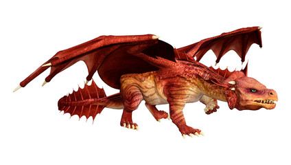 3D Rendering Fairy Tale Dragon on White