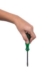 Hand holding screwdriver