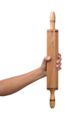 woman holding a baking rolling pin
