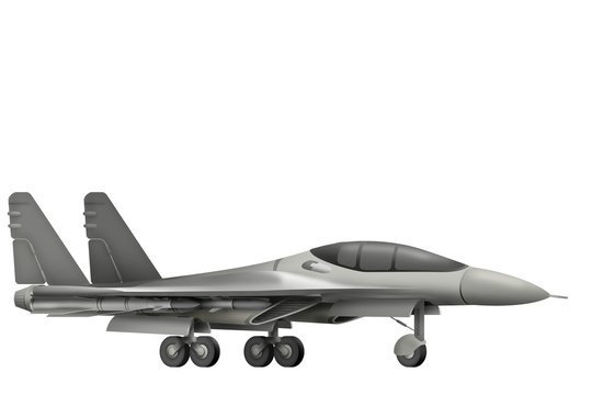 fighter, interceptor with fictional design - isolated object on white background. 3d illustration