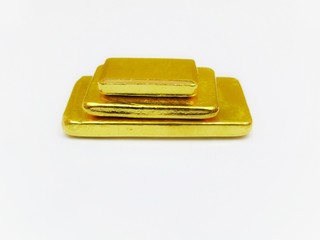 gold ingots isolated on white background for bussiness.
