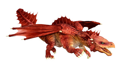3D Rendering Fairy Tale Dragon on White