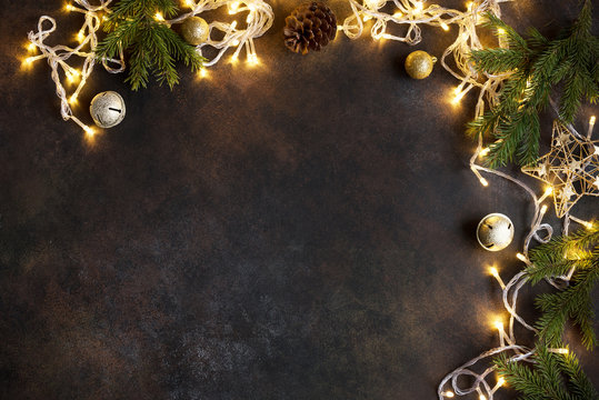 Christmas frame with lights