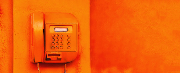 old street orange phone. screen and buttons