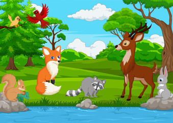 Obraz na płótnie Canvas Cartoon wild animal in the jungle