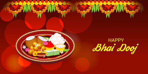 Vector illustration of a Background for indian festival of Happy Bhai Dooj Celebration.