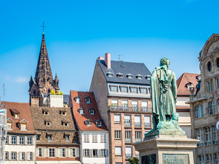 Fototapeta premium View of Place Kleber. Place Kleber - largest square at the center of the city of Strasbourg was named after General Jean-Baptiste Kleber. World Heritage site.