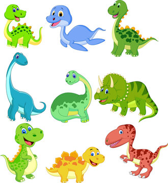 Cartoon dinosaurs collection set