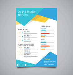 Template curriculum vitae blue yellow flat