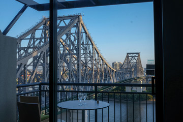 This is a shot of Story bridge in brisbane from a hotel balcony. 