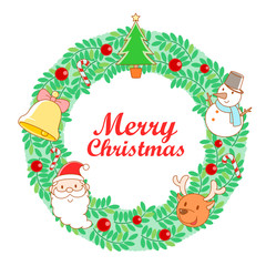 Vector illustration Christmas wreath frame.