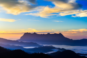 Landscape of sunrise on Mountain at Doi Luang Chiang Dao, ChiangMai ,Thailand