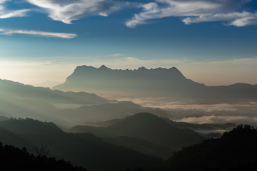 Fototapeta premium Landscape of sunrise on Mountain at Doi Luang Chiang Dao, ChiangMai ,Thailand