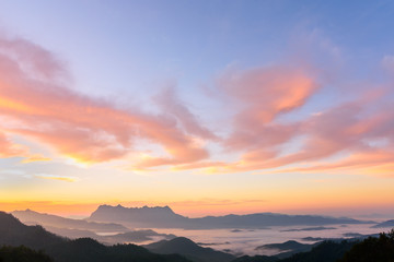 Landscape of sunrise on Mountain at Doi Luang Chiang Dao, ChiangMai ,Thailand