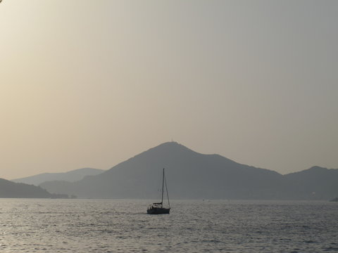 sailboat at sunset