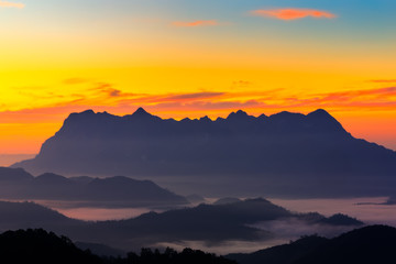 Landscape of sunrise on Mountain at Doi Luang Chiang Dao, ChiangMai ,Thailand
