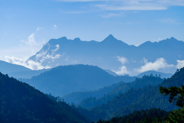 Fototapeta premium Landscape of sunrise on Mountain at Doi Luang Chiang Dao, ChiangMai ,Thailand