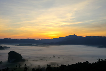 Morning mist at Phu Langka, Thailand