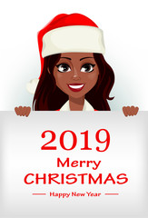 African-American woman in Santa Claus costume