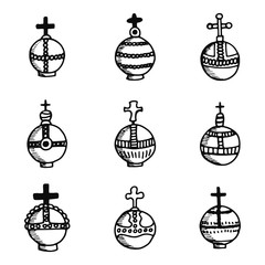 scepter royal icons set of isolated objects