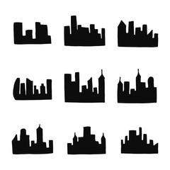 Obraz premium set of city silhouette. isolated objects icons