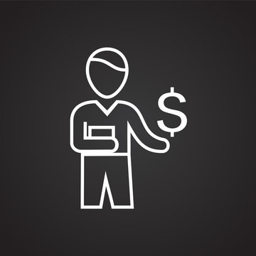 Businessman accountant thin line on black background icon