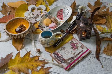 Autumn composition with objects