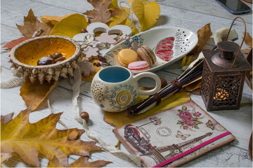 Autumn composition with objects