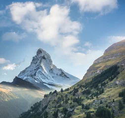 Crédence de cuisine en verre imprimé Cervin Matterhorn against sunset in Swiss Alps, Zermatt area, Switzerland
