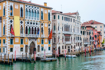 Architecture of Grand Canal. View from Academia bridge Venice Italy.