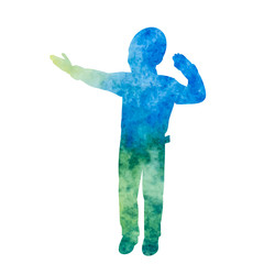vector isolated blue watercolor boy silhouette
