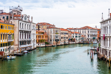 Architecture of Grand Canal. View from Academia bridge Venice Italy.