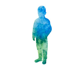  blue watercolor boy silhouette