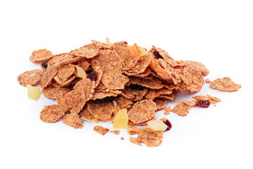 Corn flakes assortment isolated on white background