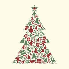 Christmas tree with decorations. Vector.