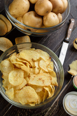 crispy chips and raw potato
