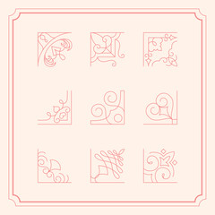 Collection of vintage ornament frame illustration