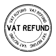 Grunge black vat refund word round rubber seal stamp on white background