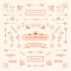 Collection of vintage ornament frame illustration