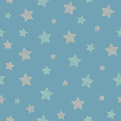Wrapping paper with hand drawn stars. Vector.