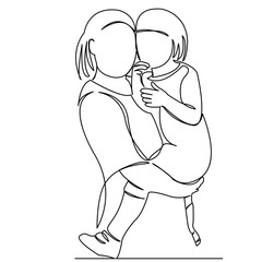 mother woman with her daughter in her arms