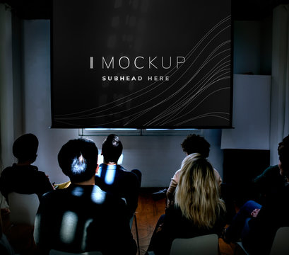 Projector screen mockup in a conference