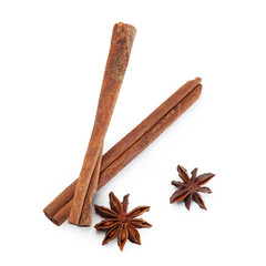 Cinnamon sticks isolated on white background