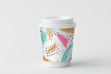 Colorful takeaway coffee cup mockup design