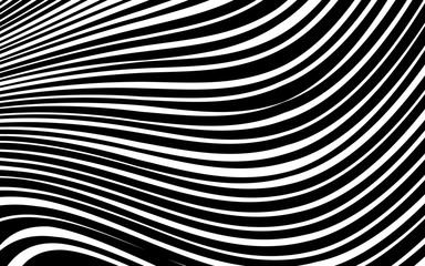 Abstract Warped Black and White Lines Background