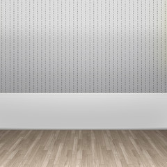 3d illustration interior rendering of grey striped wallpaper and wooden floor