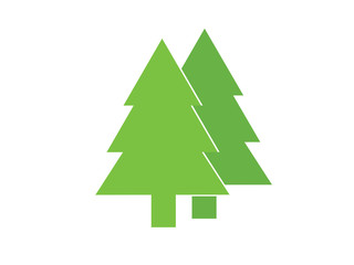 Green Christmas tree icon on white background. New year, celebration, holidays, christmas.