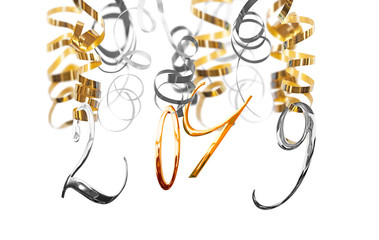 Gold and silver 2019 numbers hanging on serpentines