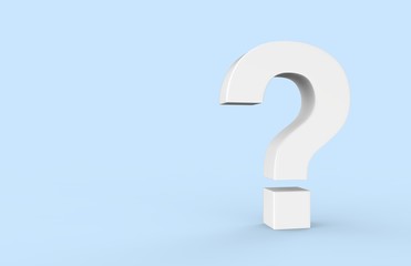 Question mark on blue background with shadow, 3d illustration