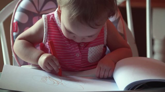Baby Girl Learning to Color